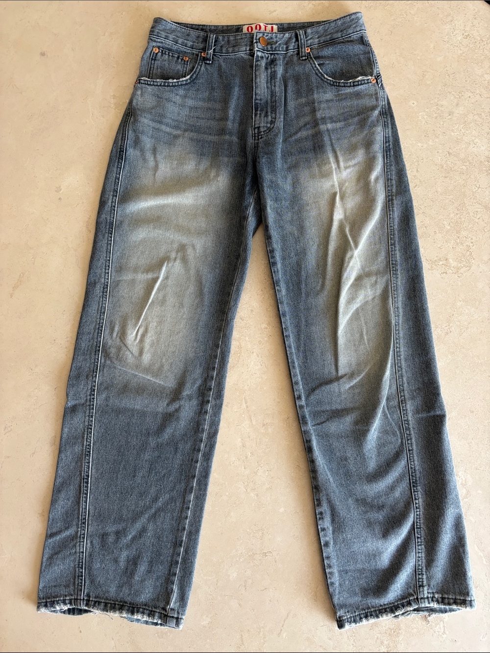Baggy Women's Faded Blue Jeans (made in Korea)
